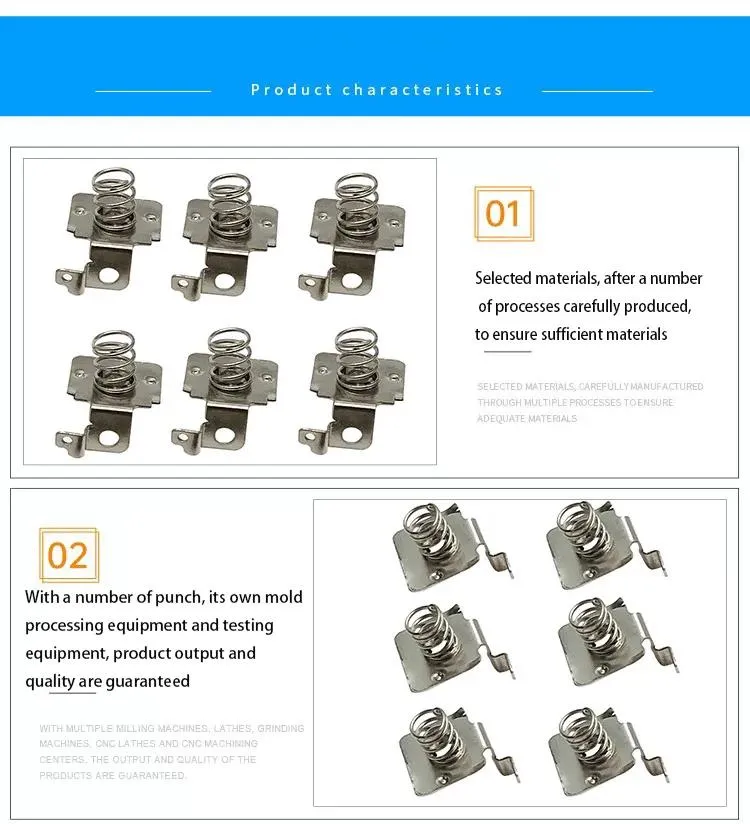 Hersteller kundenspezifischer Edelstahl-Stanzteile 18650 Lithium-Ionen-Verbindungsfeder Blattfedern Batteriesplitter