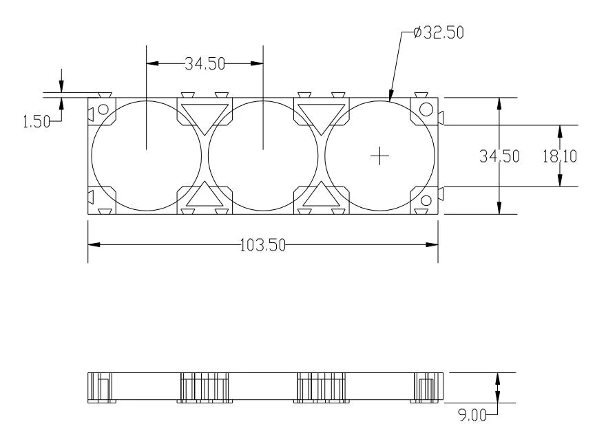 32650-3p 电池座 电池组用黑色 ABS 塑料电池座